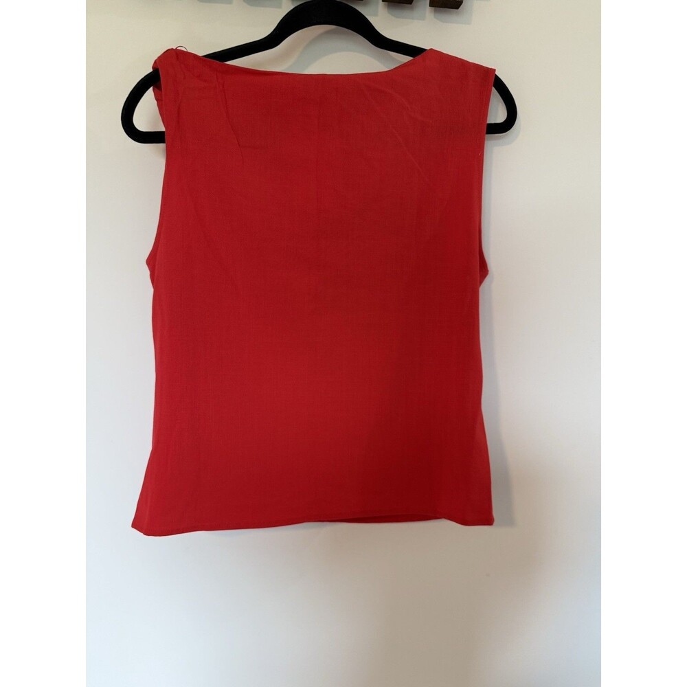 Mango Womens Red Twist Detail Sleeveless Cotton Top Size L NEW - Picture 5 of 12